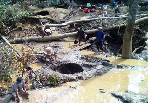 老挝、柬埔寨矿点 淘洗砂金